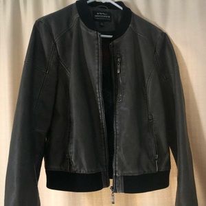 MontanaCo Faux Leather Bomber Jacket